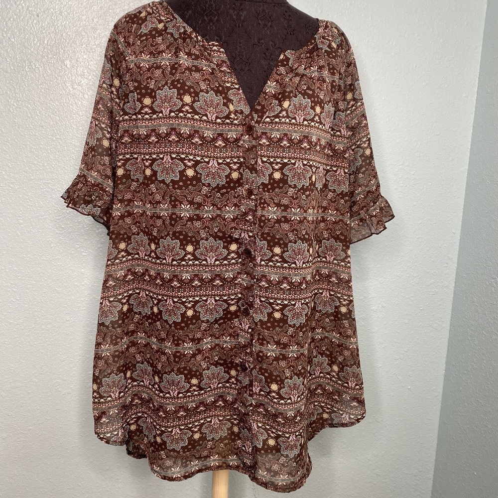 Pretty Rebellious Sheer Paisley Blouse